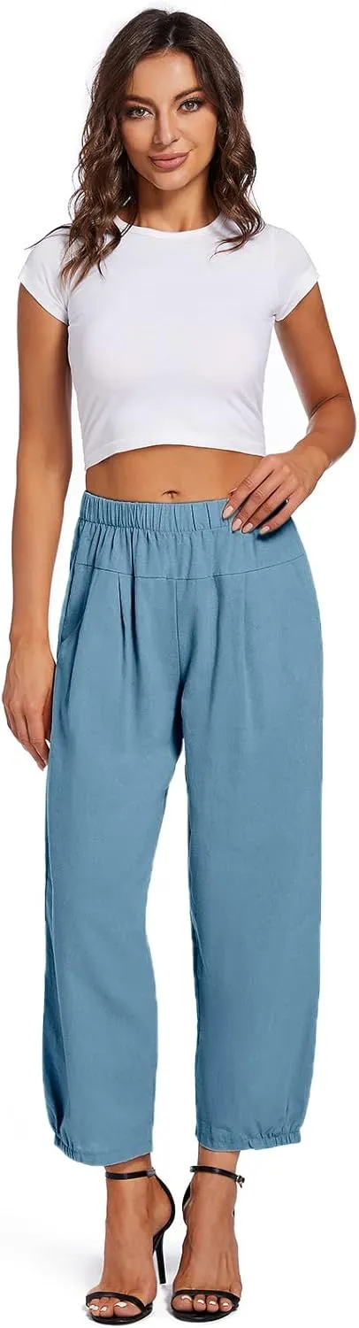 Womens Capri Yoga Pants Wide Leg Loose Comfy Lounge Cropped Capris with Pockets
