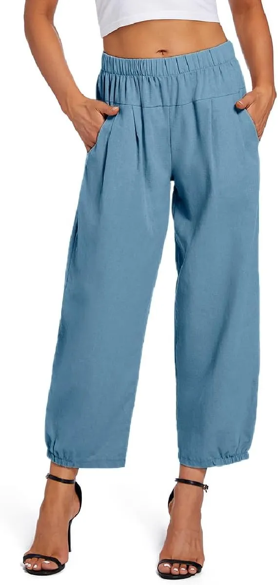 Womens Capri Yoga Pants Wide Leg Loose Comfy Lounge Cropped Capris with Pockets