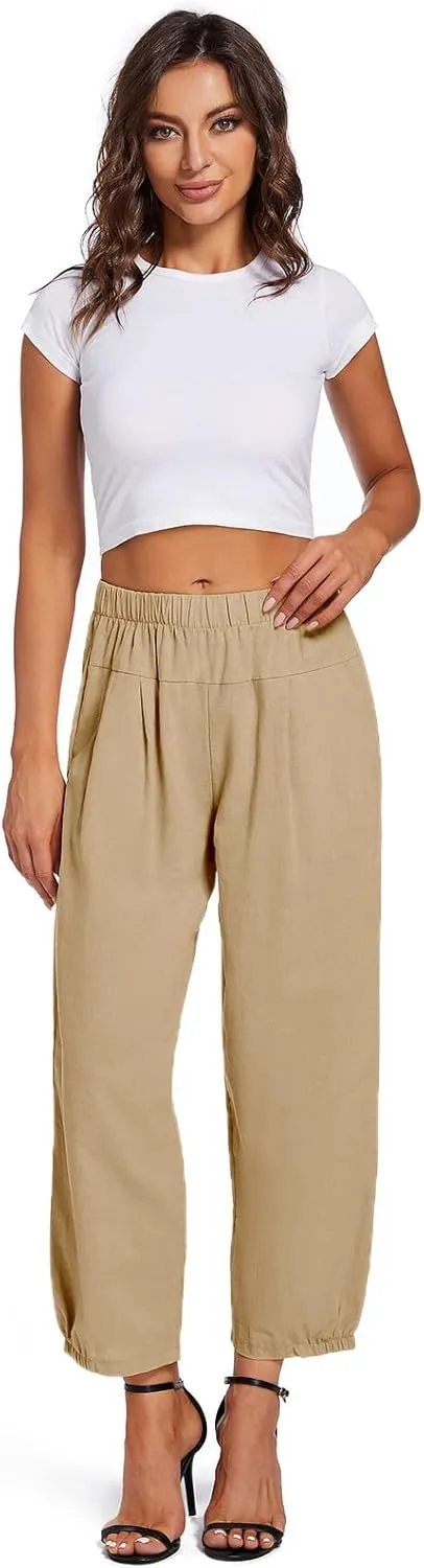 Womens Capri Yoga Pants Wide Leg Loose Comfy Lounge Cropped Capris with Pockets