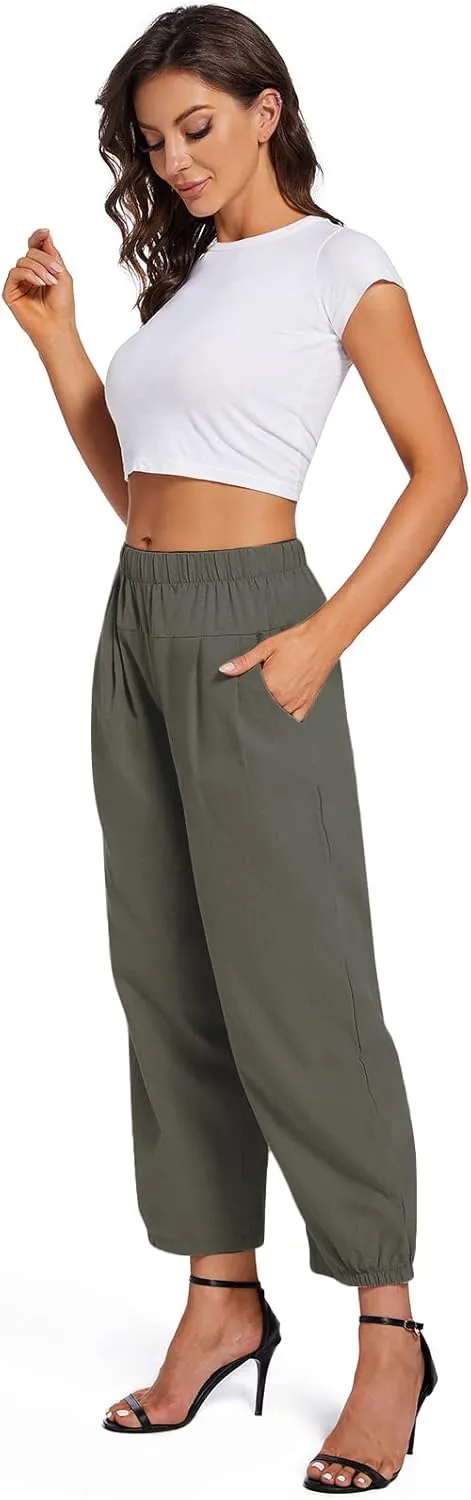 Womens Capri Yoga Pants Wide Leg Loose Comfy Lounge Cropped Capris with Pockets
