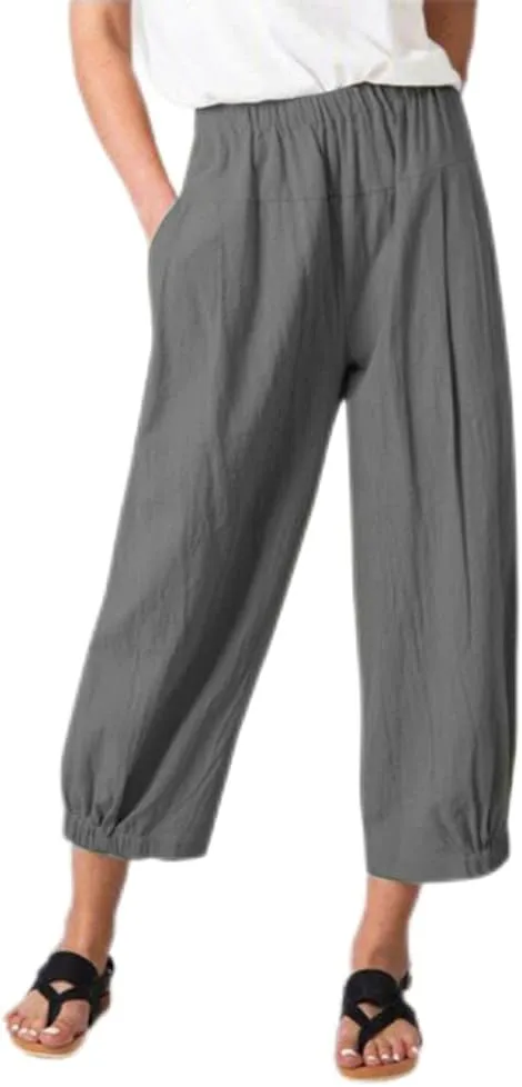 Womens Capri Yoga Pants Wide Leg Loose Comfy Lounge Cropped Capris with Pockets