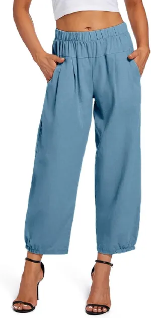 Womens Capri Yoga Pants Wide Leg Loose Comfy Lounge Cropped Capris with Pockets