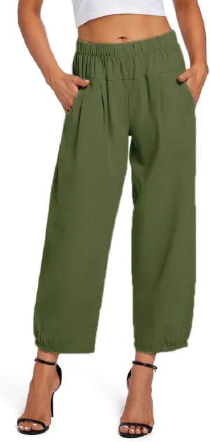 Womens Capri Yoga Pants Wide Leg Loose Comfy Lounge Cropped Capris with Pockets