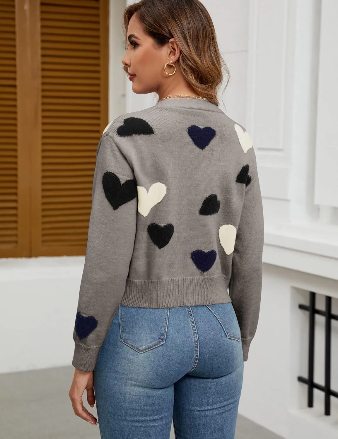 Women's Cropped Lightweight Cardigan Sweater Knit Cute Button Down Open Front Long Sleeve V Neck Top Cardigan Jacket