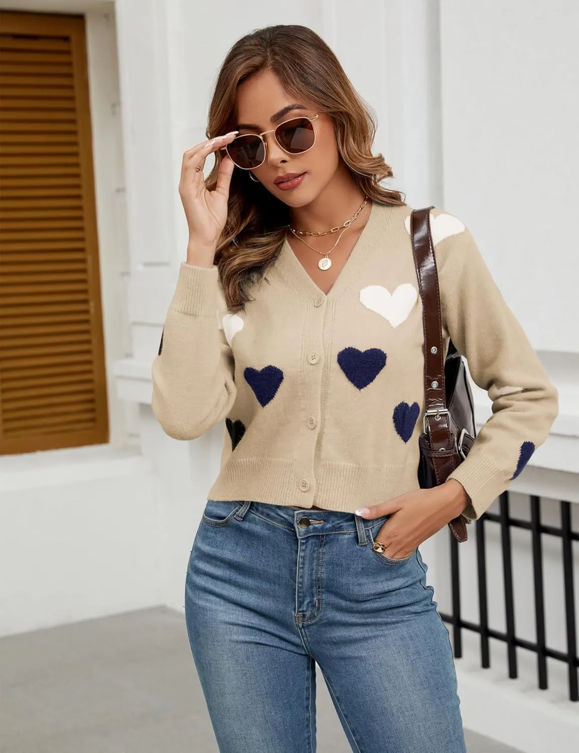 Women's Cropped Lightweight Cardigan Sweater Knit Cute Button Down Open Front Long Sleeve V Neck Top Cardigan Jacket