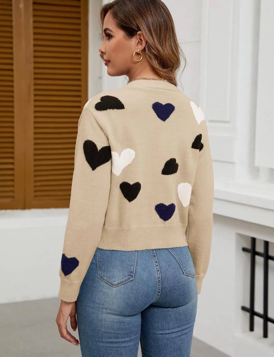 Women's Cropped Lightweight Cardigan Sweater Knit Cute Button Down Open Front Long Sleeve V Neck Top Cardigan Jacket