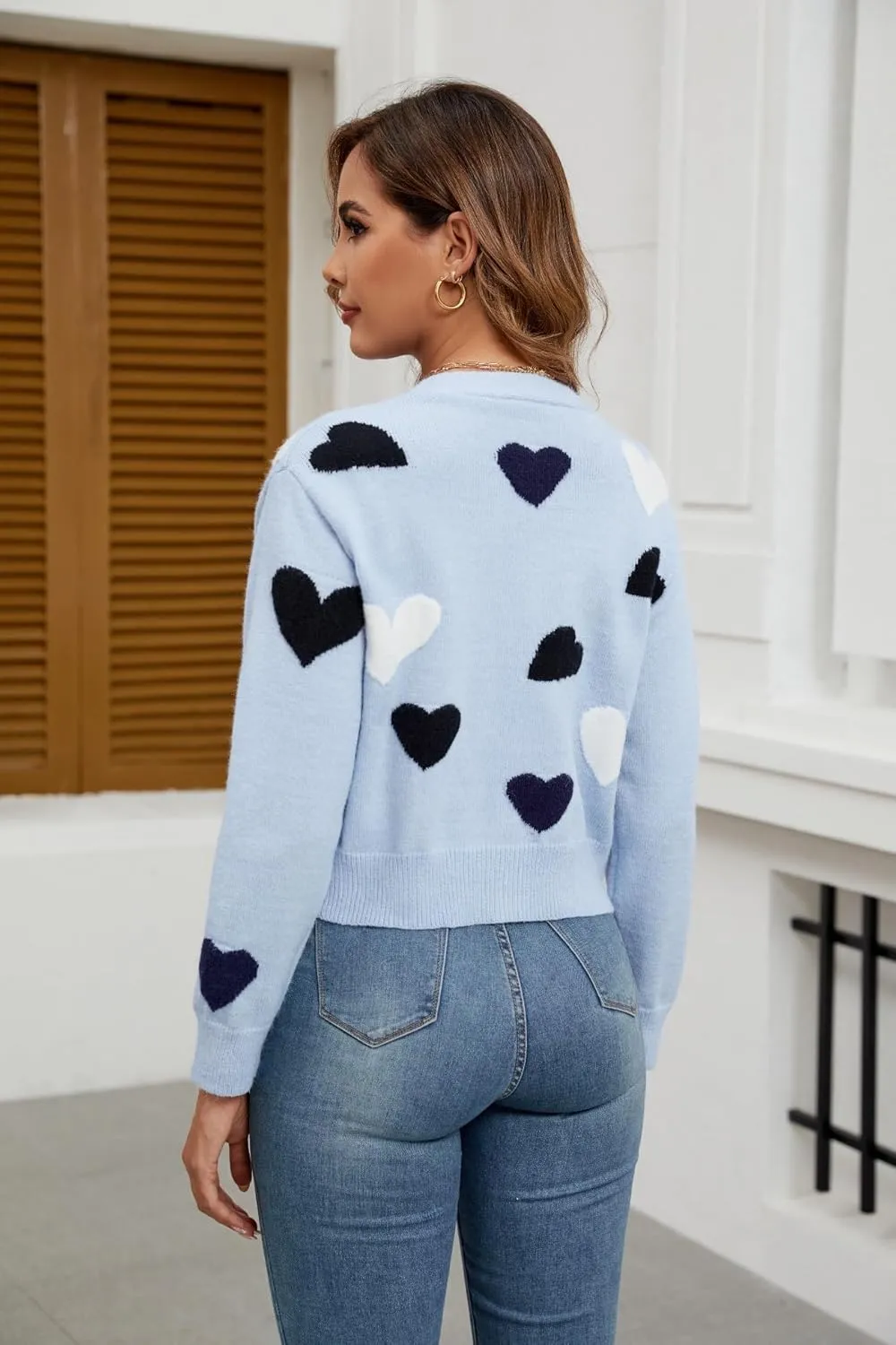 Women's Cropped Lightweight Cardigan Sweater Knit Cute Button Down Open Front Long Sleeve V Neck Top Cardigan Jacket