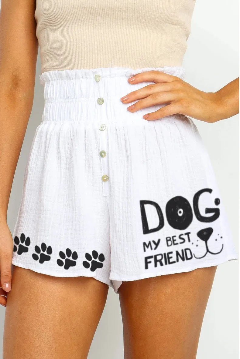 Women's Dog Paw High-waisted button slacks