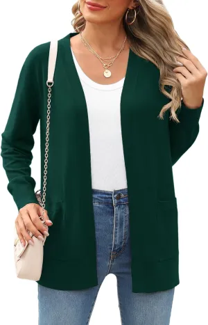 Women's Knit Soft Cardigan Sweaters Dressy Casual Lightweight Long Sleeve Open Front Cardigans Jacket with Pockets