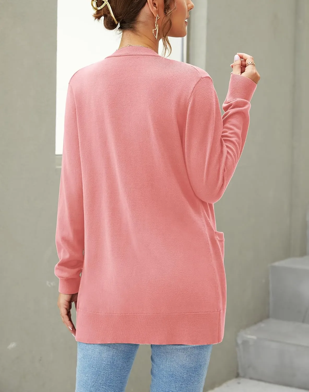 Women's Knit Soft Cardigan Sweaters Dressy Casual Lightweight Long Sleeve Open Front Cardigans Jacket with Pockets