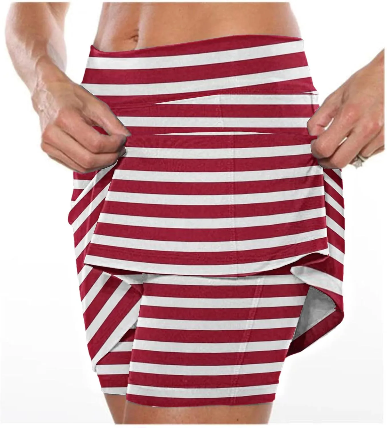 Womens Striped Skirt Shorts Stretchy High Waisted Home Relaxing Lounge Homewears Fitness Workout Yoga Casual Leggings