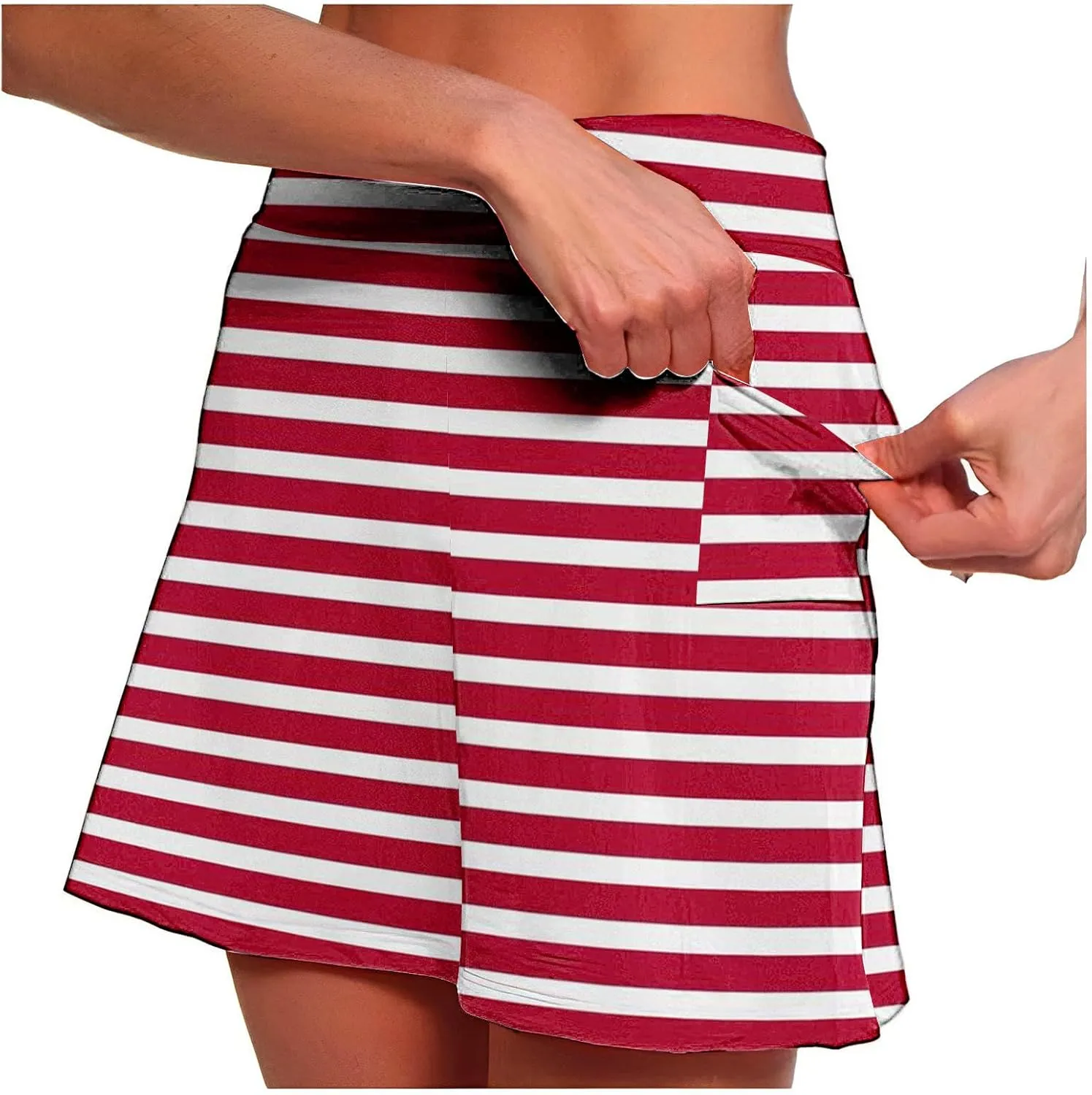 Womens Striped Skirt Shorts Stretchy High Waisted Home Relaxing Lounge Homewears Fitness Workout Yoga Casual Leggings