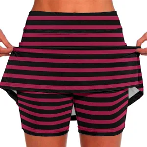 Womens Striped Skirt Shorts Stretchy High Waisted Home Relaxing Lounge Homewears Fitness Workout Yoga Casual Leggings