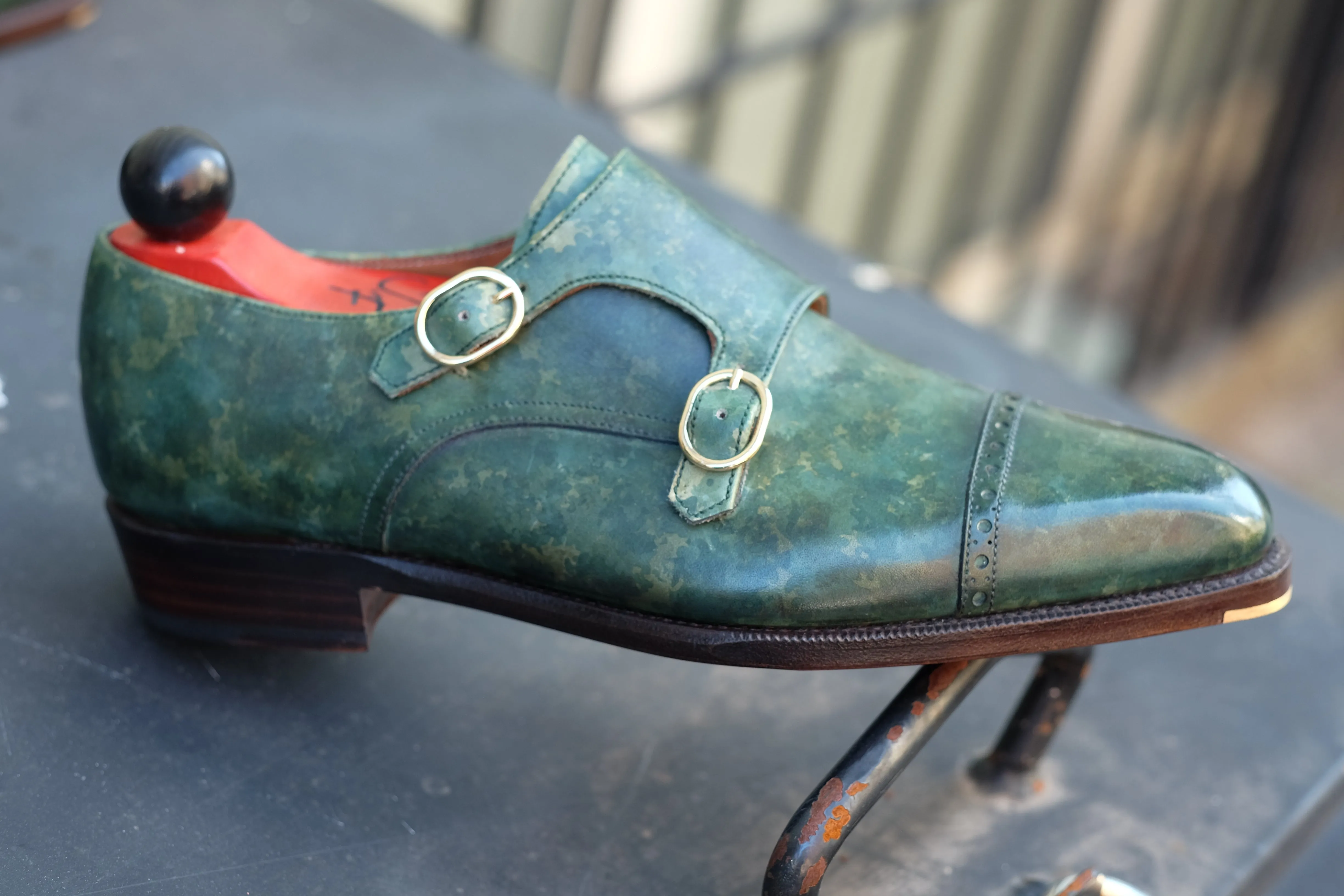 Woodland - MTO - Forest Green Marble Patina - LPB Last - Single Leather Sole