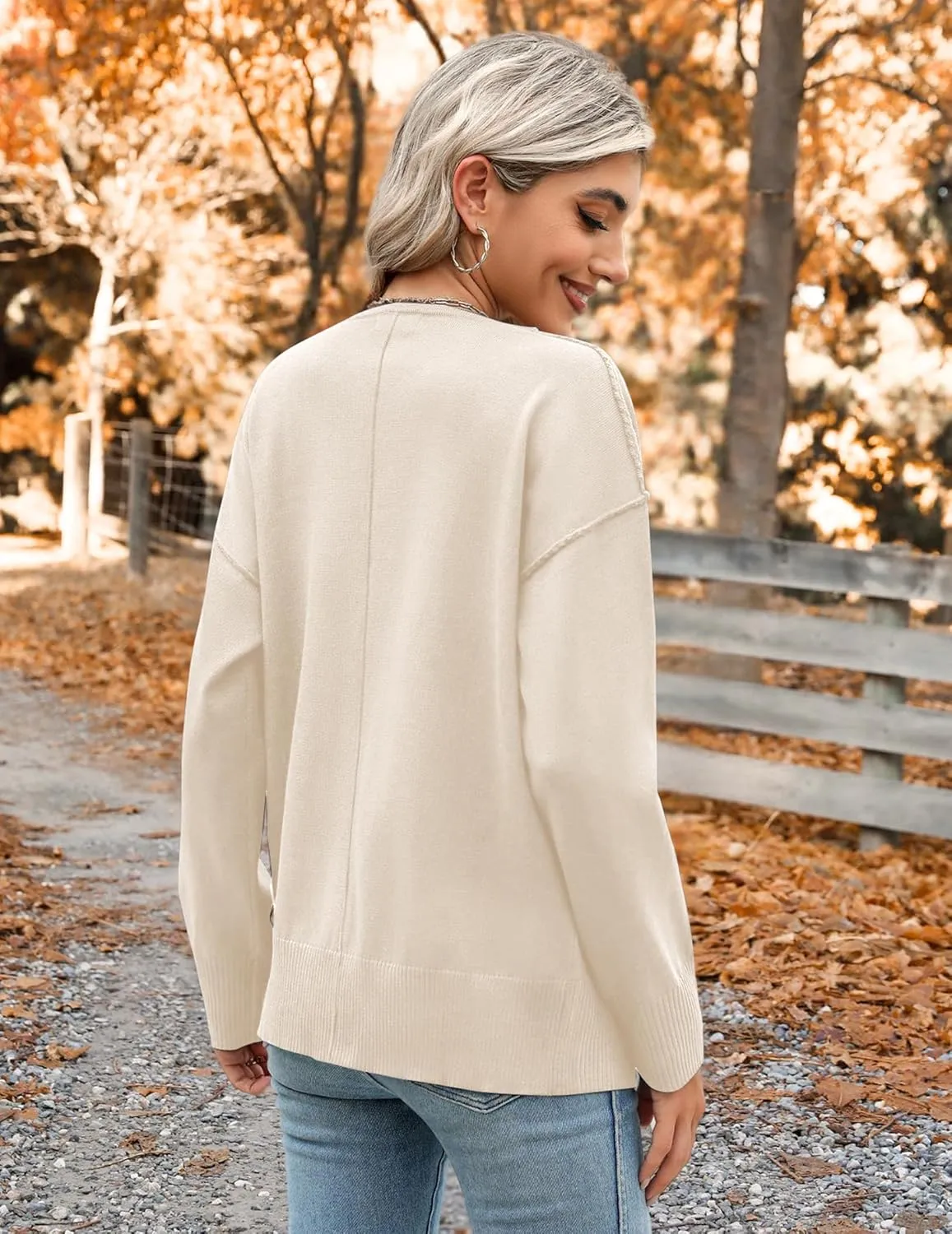 Zeagoo Women 2024 Button Down Cardigan Sweaters Open Front Lightweight Cardigans V Neck Loose Knit Fall Outwear