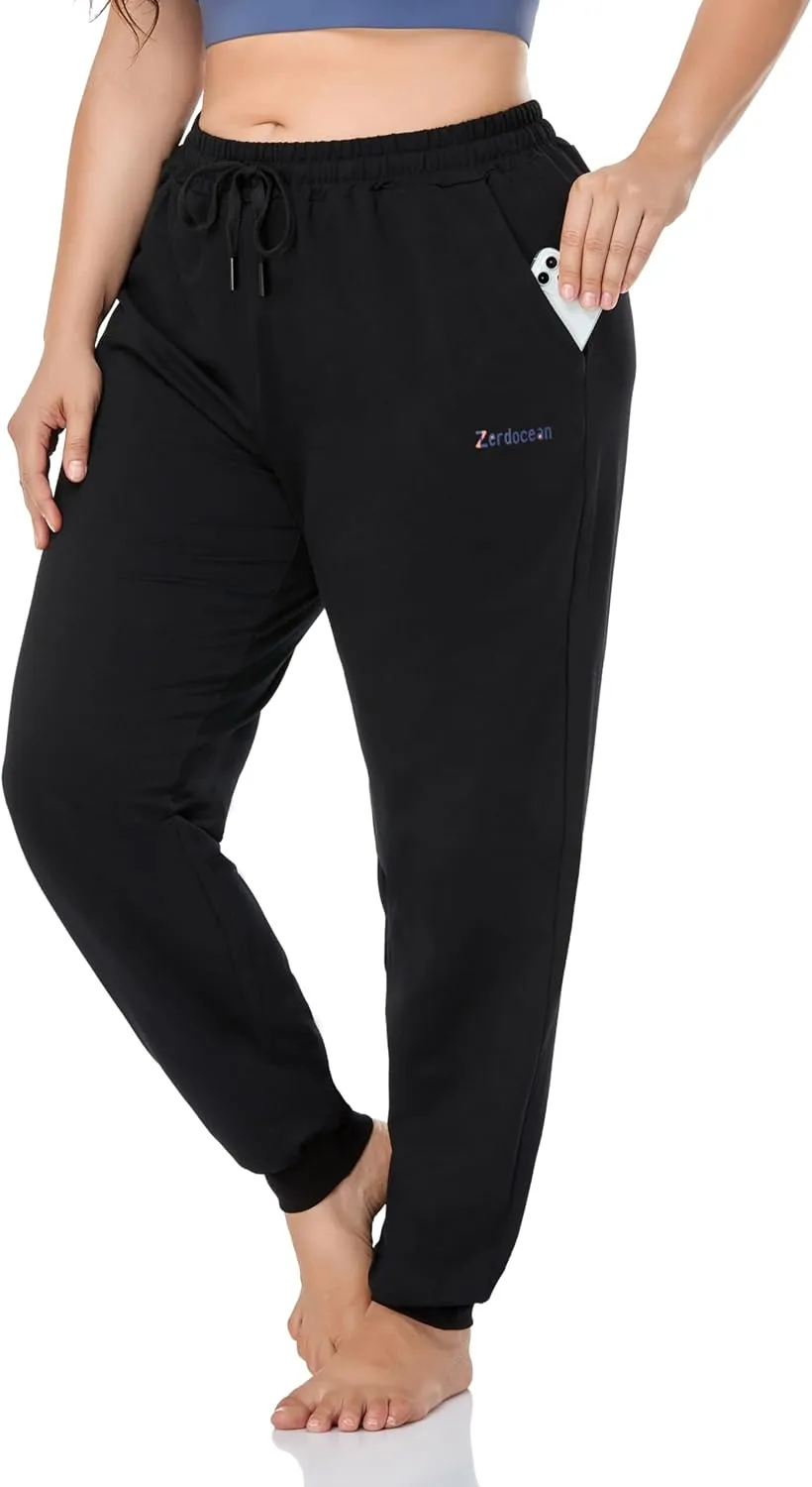 ZERDOCEAN Women's Plus Size Joggers Pants Active Sweatpants Tapered Workout Yoga Lounge Pants with Pockets