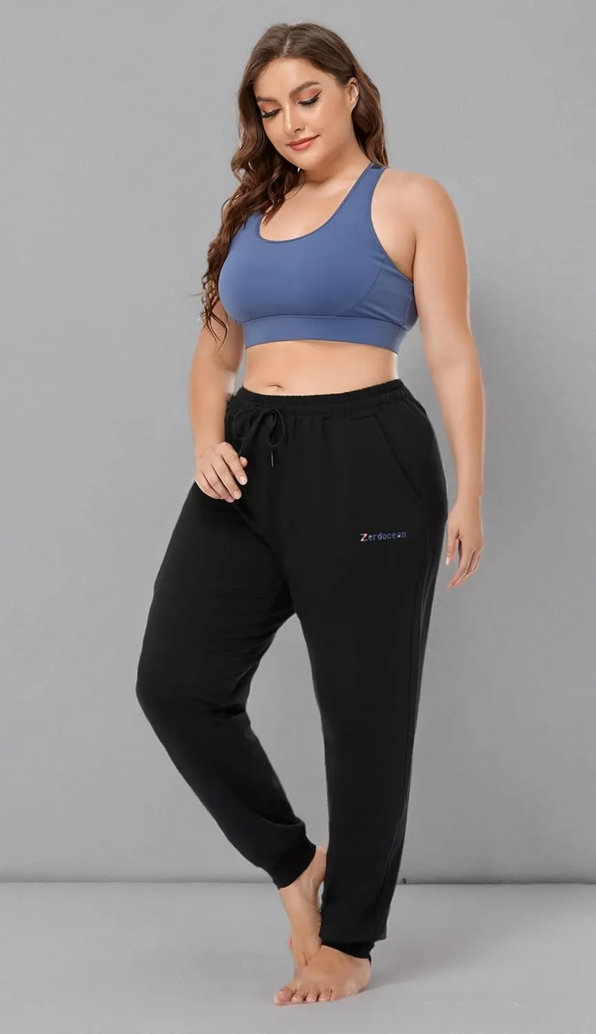 ZERDOCEAN Women's Plus Size Joggers Pants Active Sweatpants Tapered Workout Yoga Lounge Pants with Pockets