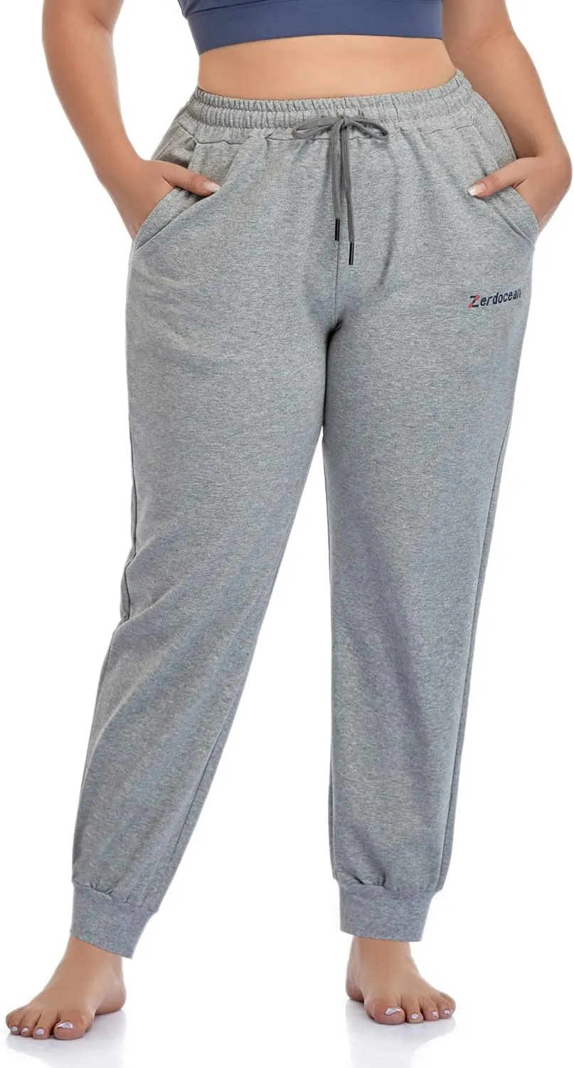 ZERDOCEAN Women's Plus Size Joggers Pants Active Sweatpants Tapered Workout Yoga Lounge Pants with Pockets