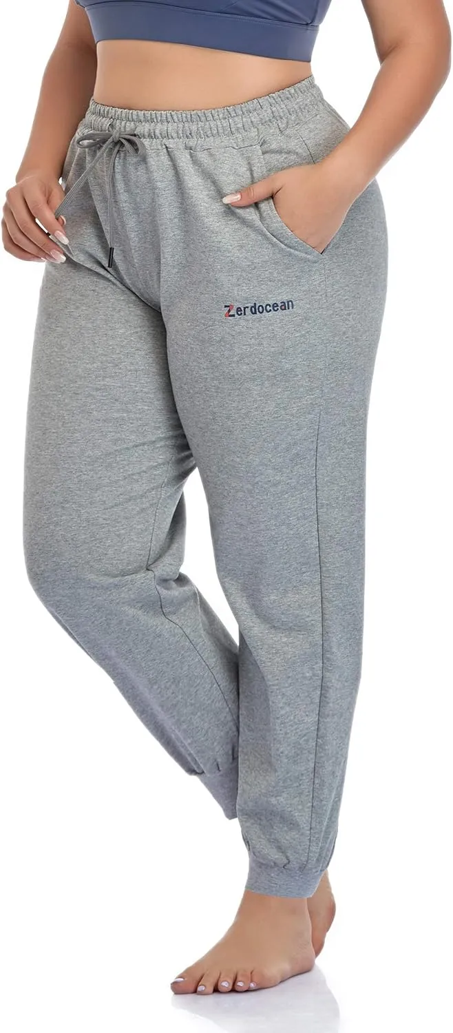 ZERDOCEAN Women's Plus Size Joggers Pants Active Sweatpants Tapered Workout Yoga Lounge Pants with Pockets