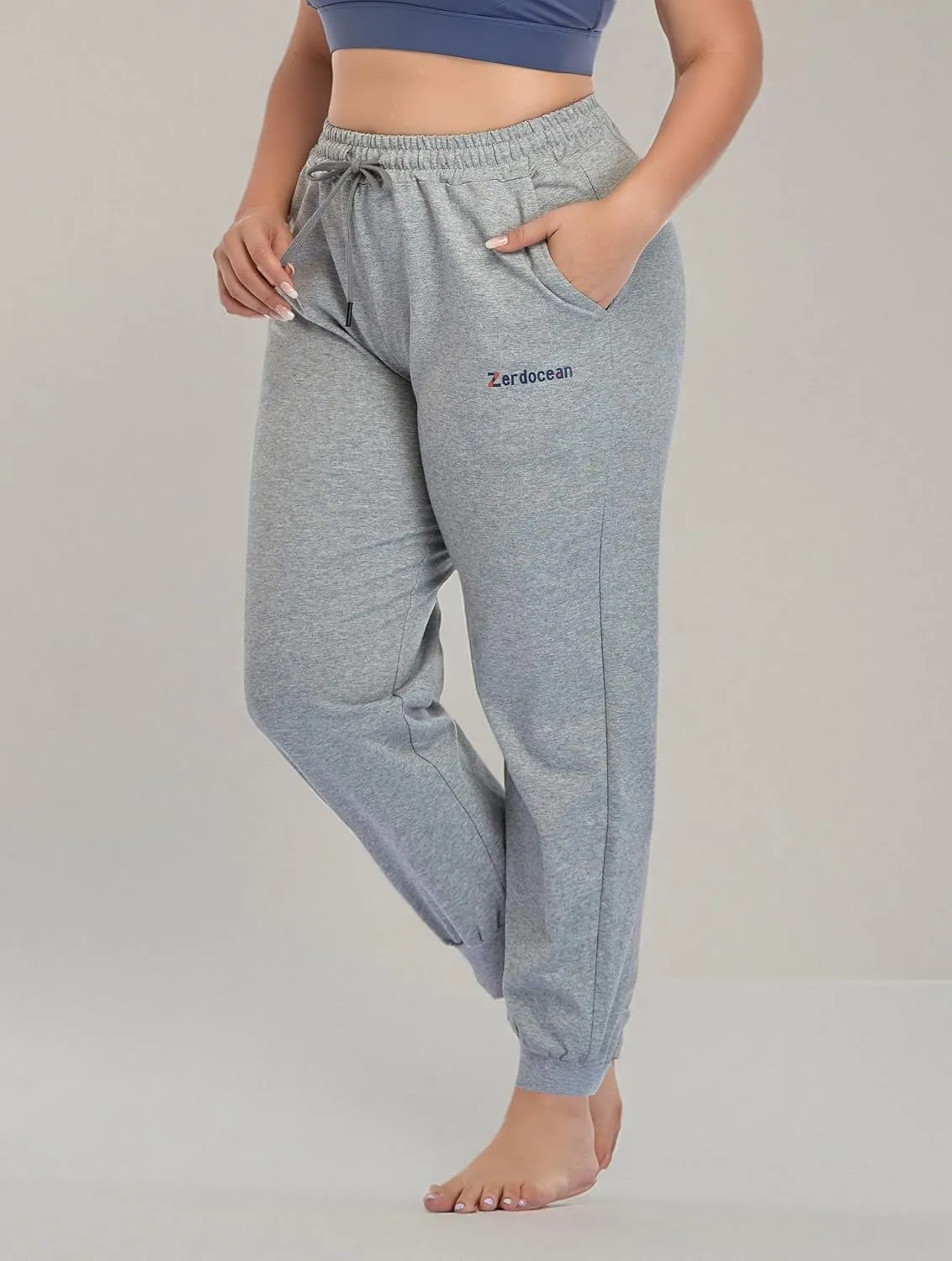 ZERDOCEAN Women's Plus Size Joggers Pants Active Sweatpants Tapered Workout Yoga Lounge Pants with Pockets