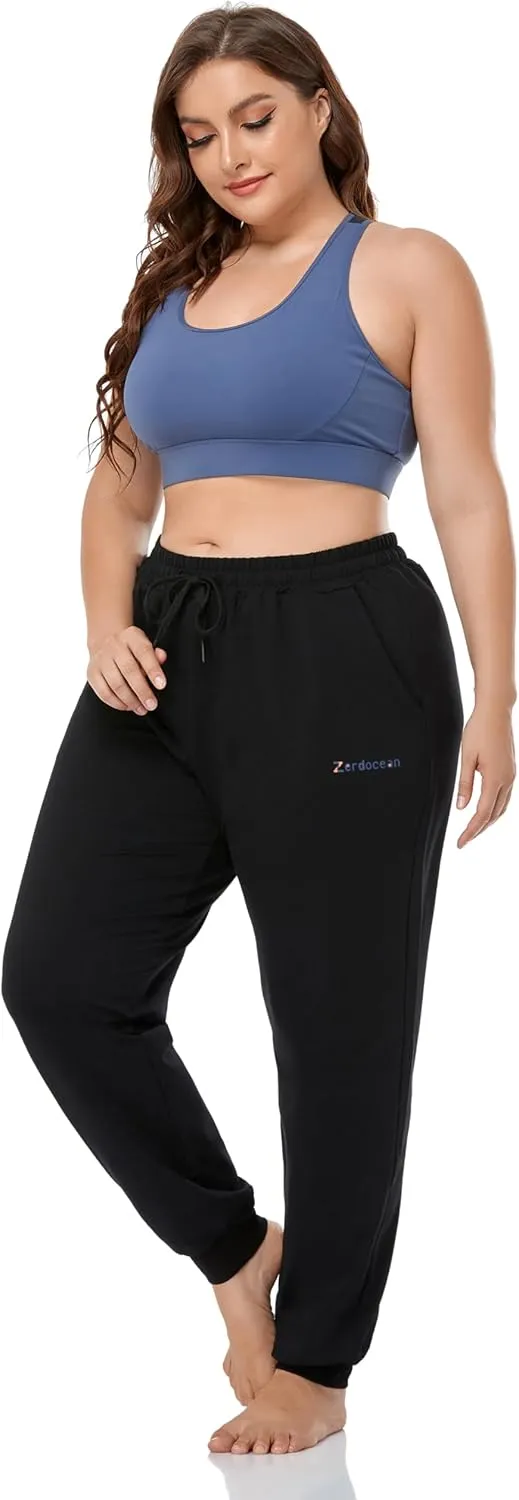 ZERDOCEAN Women's Plus Size Joggers Pants Active Sweatpants Tapered Workout Yoga Lounge Pants with Pockets